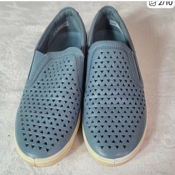 Ecco Shoes - ECCO women’s perforated blue slip on loafers